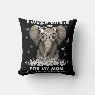 Lung Cancer Awareness Elephant White Ribbon for My Throw Pillow