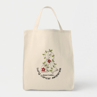 Lung Cancer Awareness FLOWER RIBBON 1 Tote Bag