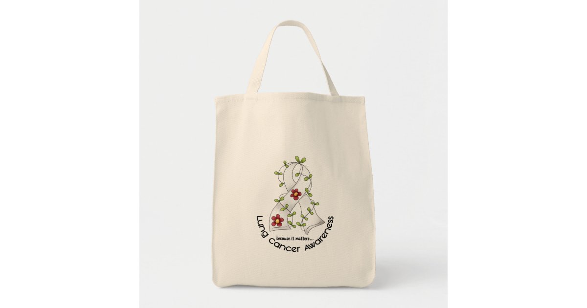 Lung Cancer Awareness FLOWER RIBBON 1 Tote Bag | Zazzle.com