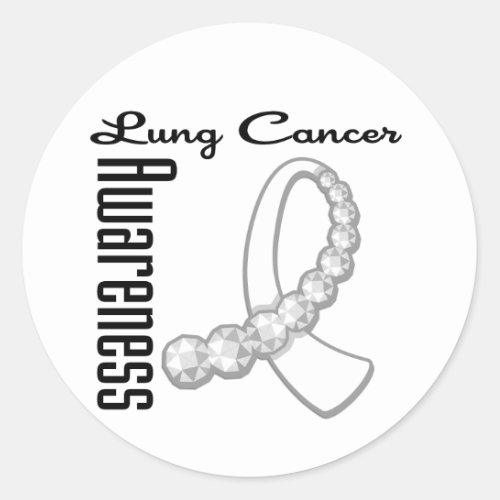 Lung  Cancer Awareness Gemstone Ribbon Classic Round Sticker