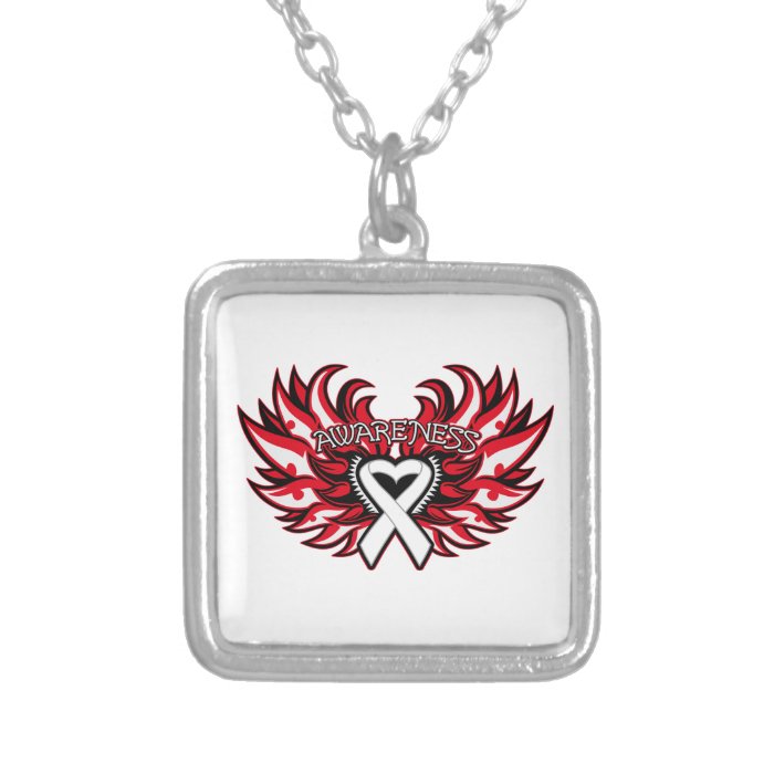 Lung Cancer Awareness Heart Wings Necklaces 