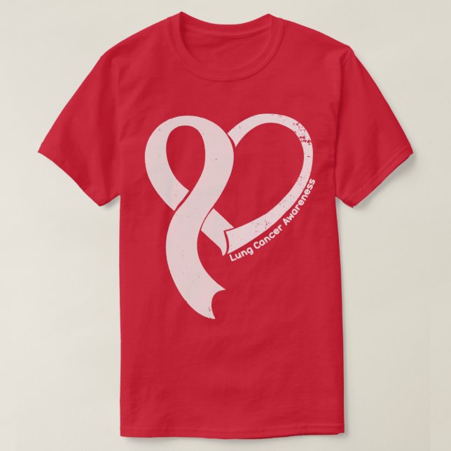 Lung Cancer Awareness Hope Love Heart Ribbon Happy T-Shirt (Design Front)