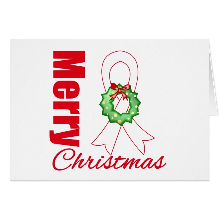 Lung Cancer Awareness Merry Christmas Ribbon Greeting Cards