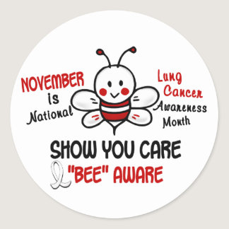 Lung Cancer Awareness Month Bee 1.2 Classic Round Sticker