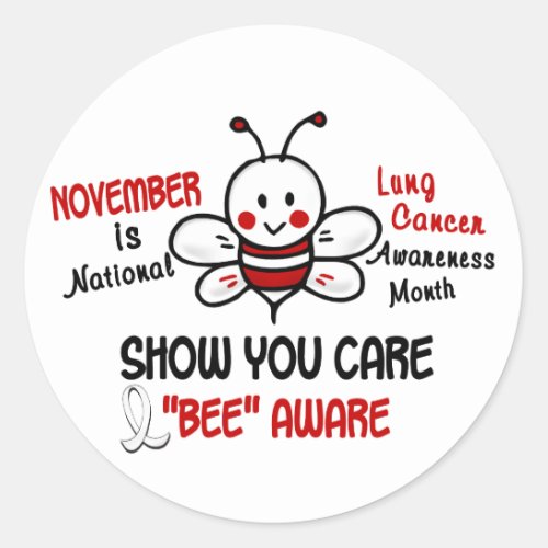 Lung Cancer Awareness Month Bee 12 Classic Round Sticker