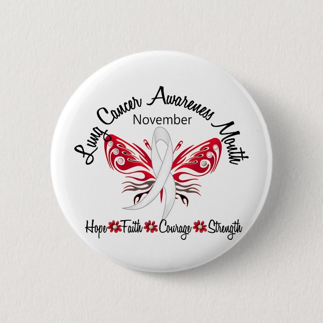 Lung Cancer Awareness Month Butterfly 3.2 Button (Front)