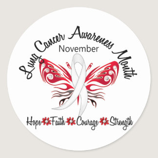 Lung Cancer Awareness Month Butterfly 3.2 Classic Round Sticker