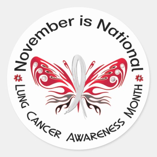 Lung Cancer Awareness Month Butterfly 33 Classic Round Sticker