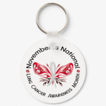 Lung Cancer Awareness Month Butterfly 3.3 Keychain