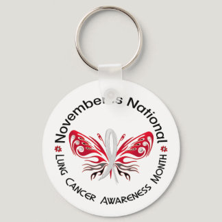 Lung Cancer Awareness Month Butterfly 3.3 Keychain