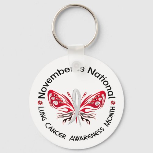 Lung Cancer Awareness Month Butterfly 33 Keychain