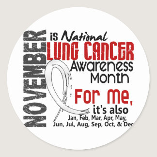 Lung Cancer Awareness Month Every Month For ME Classic Round Sticker