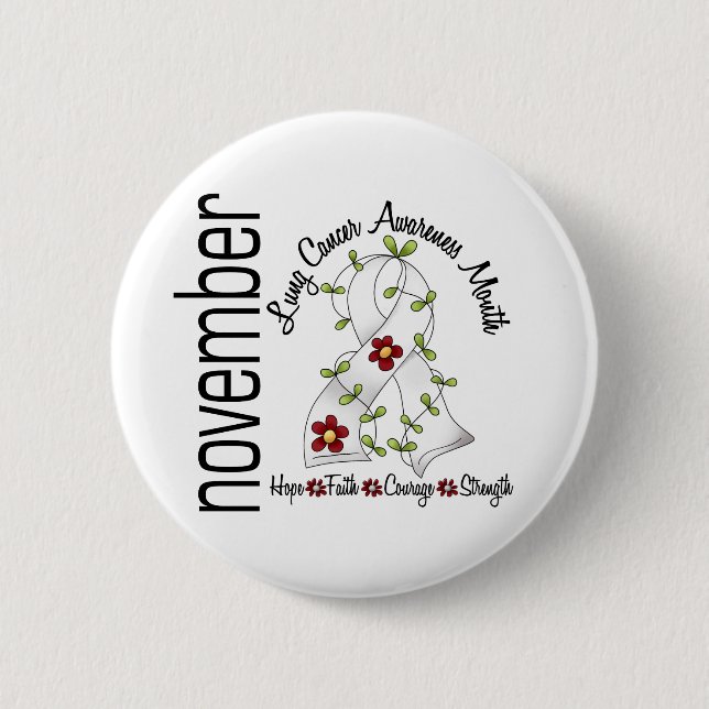 Lung Cancer Awareness Month Flower Ribbon 1 Button (Front)