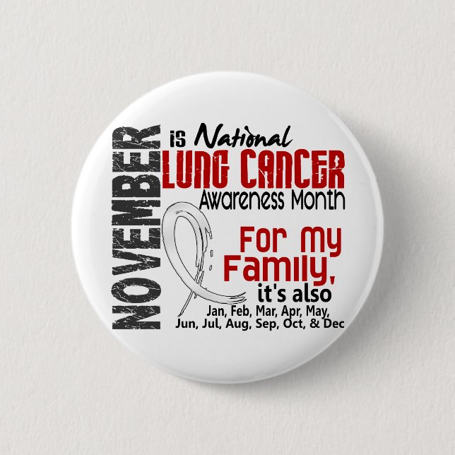 Lung Cancer Awareness Month For My Family Pinback Button (Front)