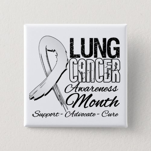 Lung Cancer Awareness Month Grunge Ribbon Pinback Button