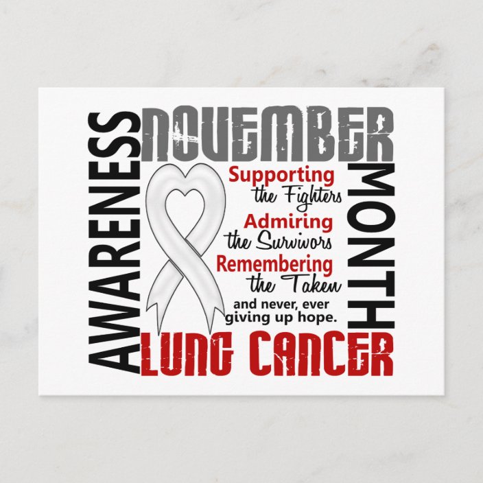 Lung Cancer Awareness Month Heart 1.5 Postcard | Zazzle.com