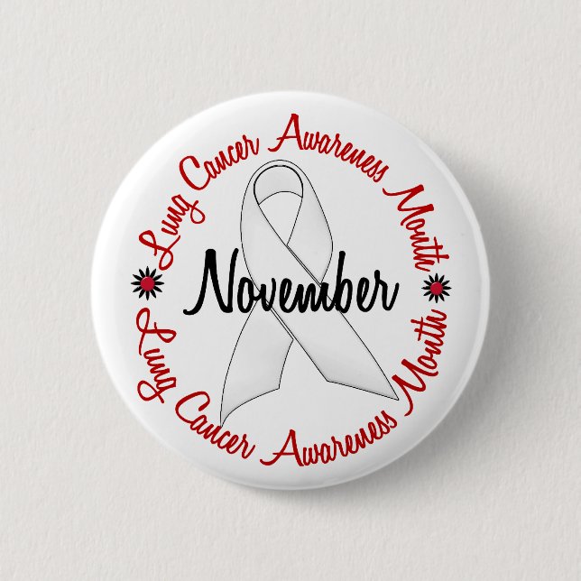 Lung Cancer Awareness Month Pearl Ribbon 1.3 Pinback Button (Front)