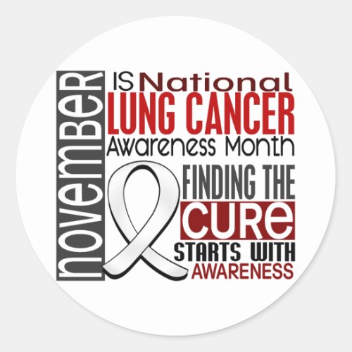 Lung Cancer Awareness Month Pearl Ribbon I25 Classic Round Sticker