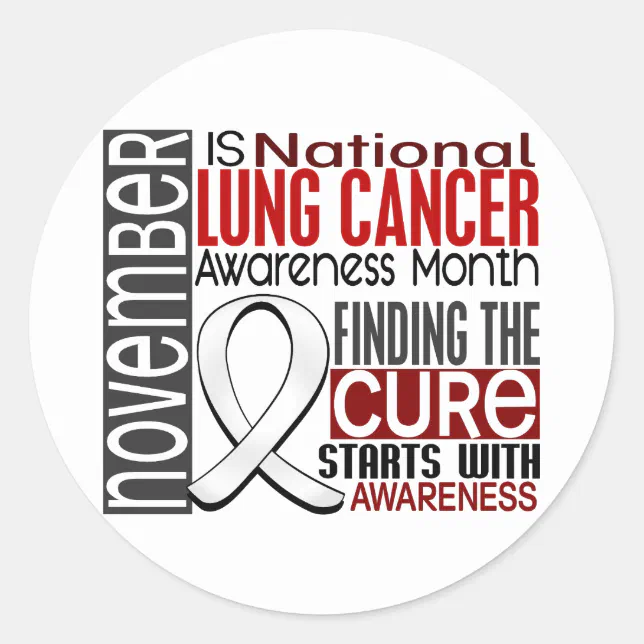 Lung Cancer Awareness Month Pearl Ribbon I2.5 Classic Round Sticker ...