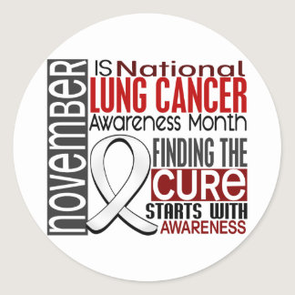 Lung Cancer Awareness Month Pearl Ribbon I2.5 Classic Round Sticker