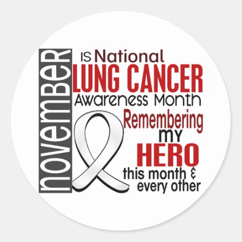 Lung Cancer Awareness Month Ribbon I22 Classic Round Sticker
