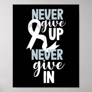 Lung Cancer Awareness Never Give Up Never Give In Poster