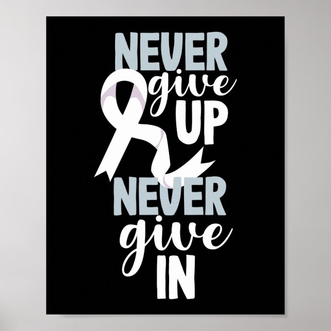 Lung Cancer Awareness Never Give Up Never Give In Poster (Front)
