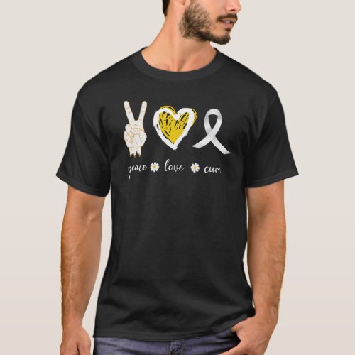 Lung Cancer Awareness Peace Love Cure Peace Love T_Shirt