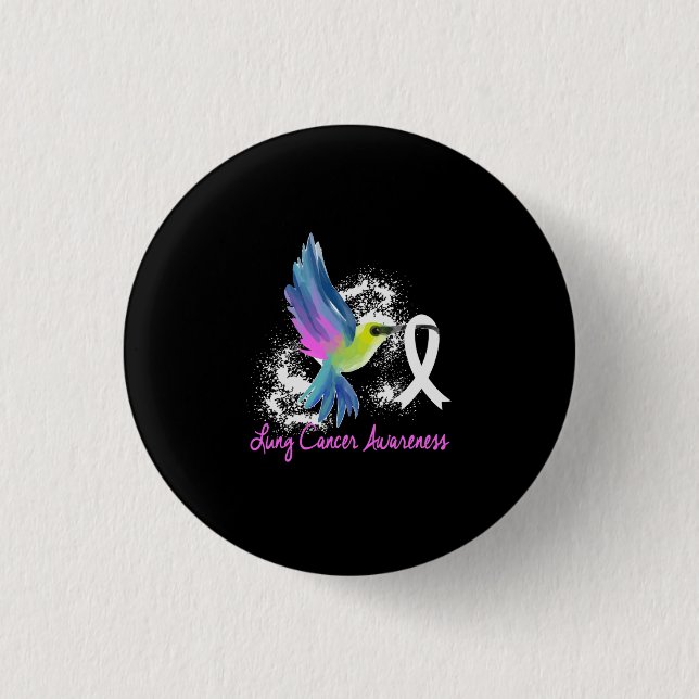 Lung Cancer Awareness Pearl Ribbon Button (Front)