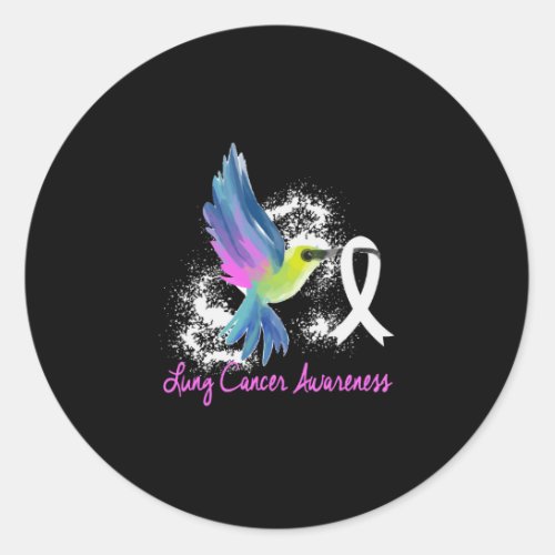 Lung Cancer Awareness Pearl Ribbon Classic Round Sticker