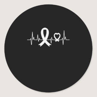 Lung Cancer Awareness Pearl Ribbon Classic Round Sticker