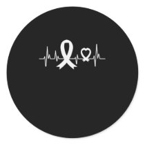 Lung Cancer Awareness Pearl Ribbon Classic Round Sticker