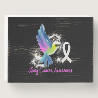 Lung Cancer Awareness Pearl Ribbon Wooden Box Sign
