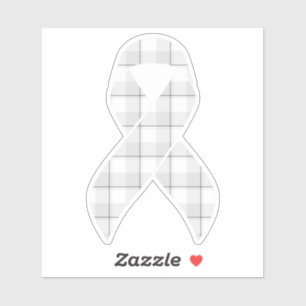 Lung Cancer Awareness Plaid Ribbon Gray Sticker