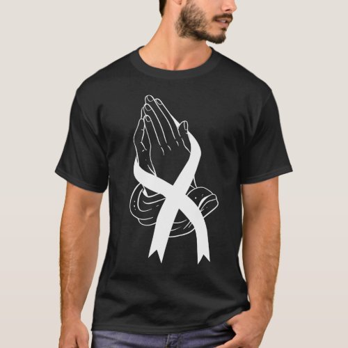 Lung Cancer Awareness Praying Hands With Lung T_Shirt