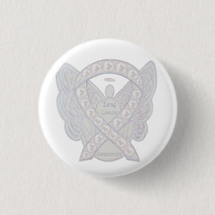 Lung Cancer Awareness Ribbon Angel Button Pins