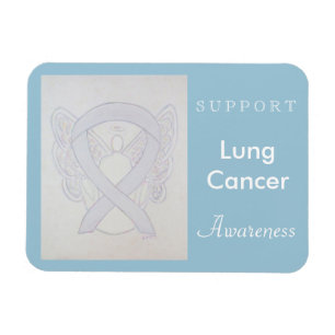 Lung Cancer Awareness Ribbon Angel Custom Magnet