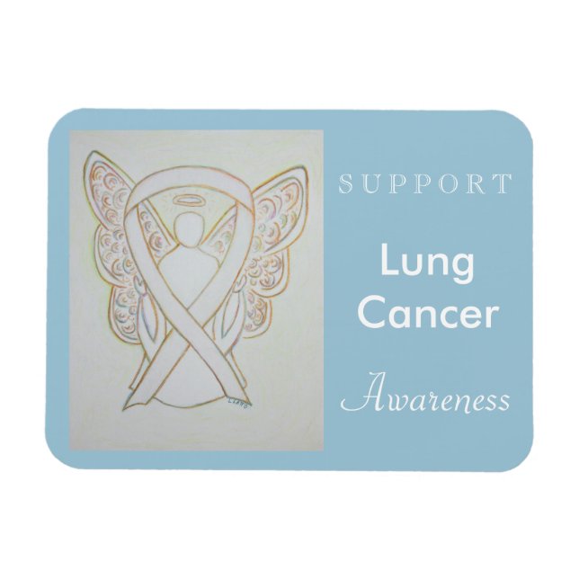 Lung Cancer Awareness Ribbon Angel Custom Magnet (Horizontal)