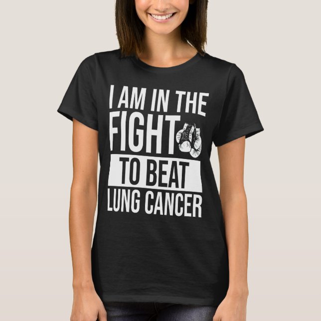 Lung Cancer Awareness Ribbon Beat Disease Warrior T-Shirt (Front)