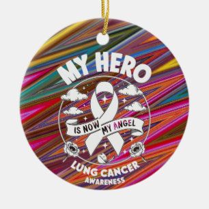 Lung Cancer Awareness Ribbon Ceramic Ornament