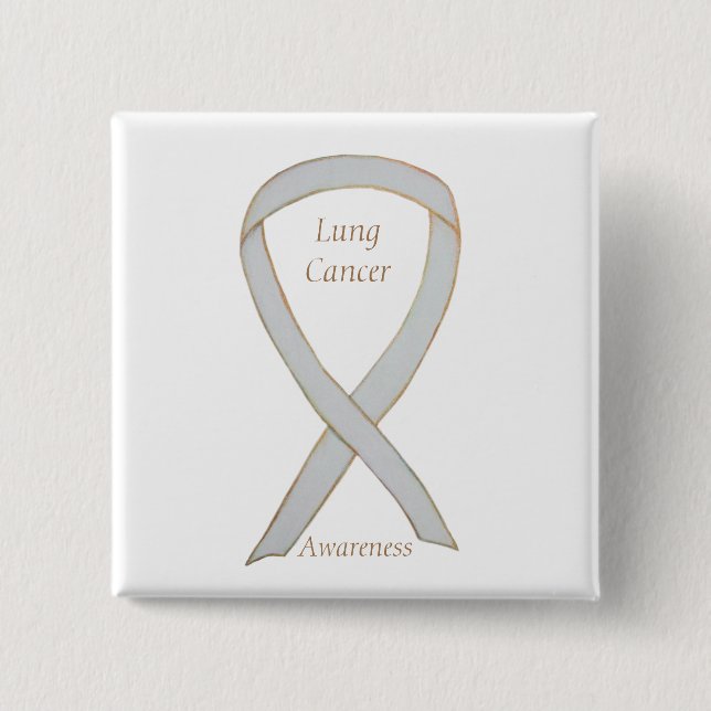 Lung Cancer Awareness Ribbon Custom Art Pin (Front)