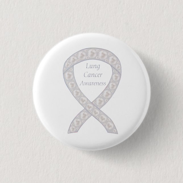 Lung Cancer Awareness Ribbon Custom Pin Buttons (Front)