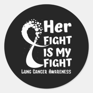 Lung Cancer Awareness Ribbon Family White Fighter Classic Round Sticker