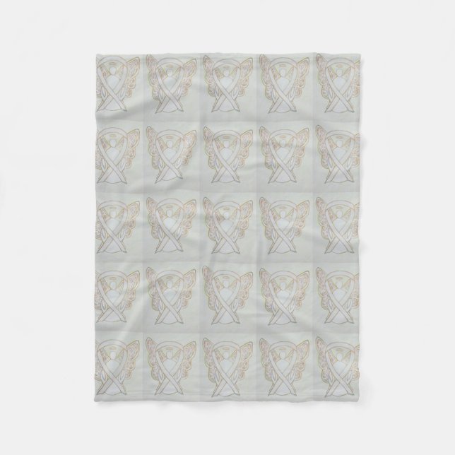 Lung Cancer Awareness Ribbon Fleece Blankets (Front)