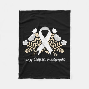 Lung Cancer Awareness Ribbon Lung Cancer  Fleece Blanket