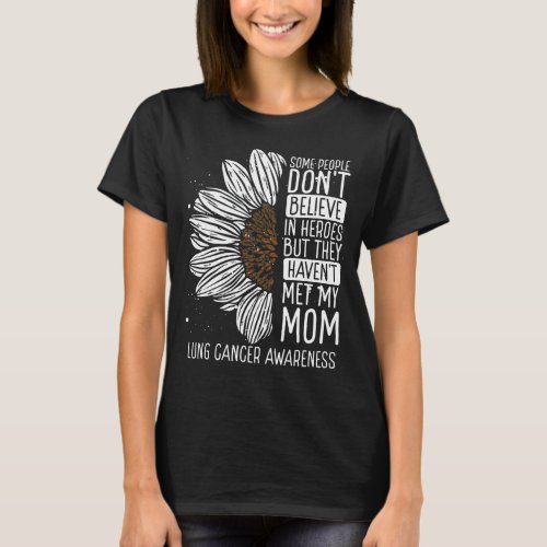 Lung Cancer Awareness Ribbon Mom Warrior T_Shirt