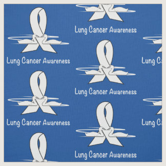 Lung Cancer Awareness Ribbon with Swans Fabric