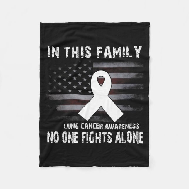 Lung Cancer Awareness Survivor Design Fleece Blanket (Front)