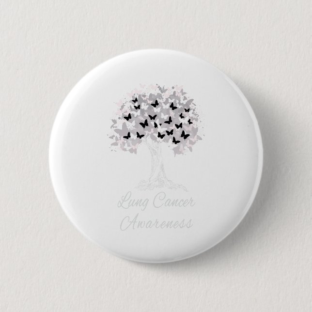 Lung Cancer Awareness Warrior Tree Hope Gift Button (Front)