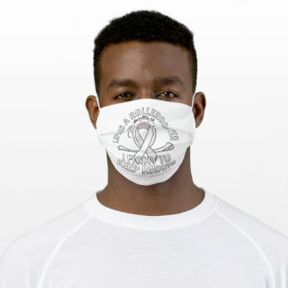 Lung cancer awareness white ribbon adult cloth face mask